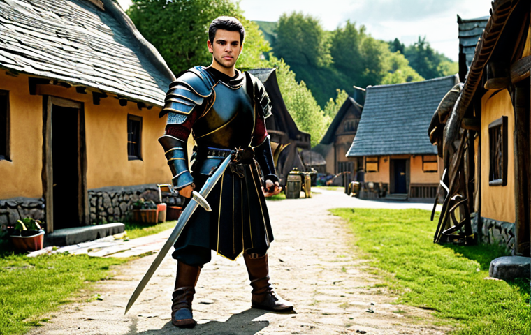 Armored Warrior**

"A fully clothed, family-friendly fantasy warrior in leather armor, wielding a simple sword, standing in a beginner training area of a village. Safe for work, appropriate content, perfect anatomy, natural proportions, modest attire, well-lit, professional quality."

**