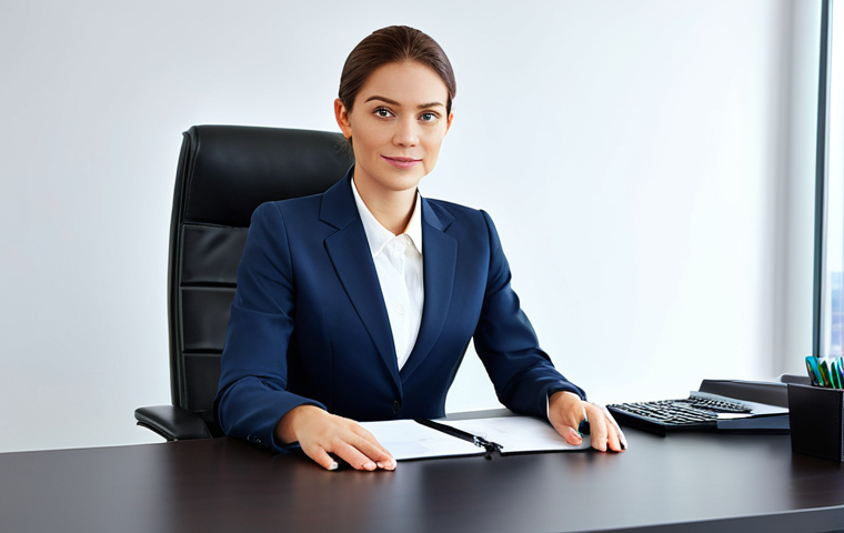 **

"A skilled businesswoman in a professional, modest business suit, sitting confidently at a modern desk in a bright office. She is fully clothed, appropriate attire, safe for work. Perfect anatomy, natural proportions, high-quality rendering, professional."

**