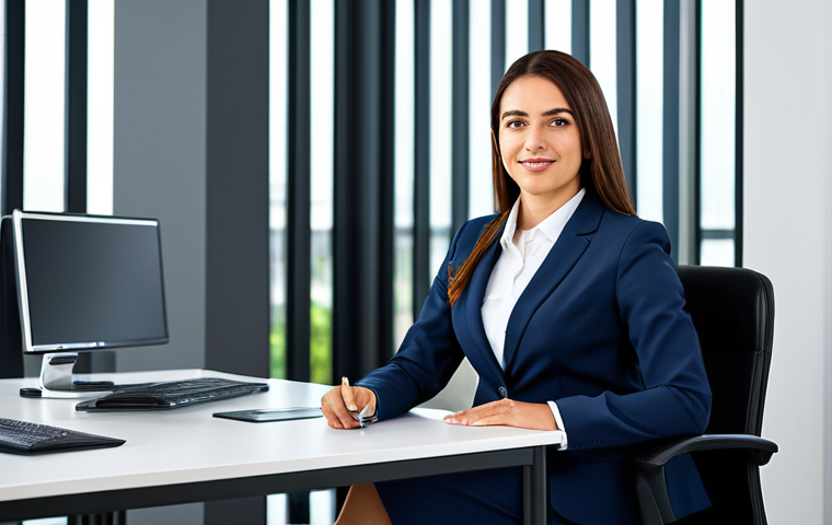 **

A professional businesswoman in a modest business suit, sitting at a desk in a modern office, fully clothed, appropriate attire, safe for work, perfect anatomy, natural proportions, professional photography, high quality. The scene conveys the potential for financial growth and career advancement through digital skills and networking within a supportive community.

**
