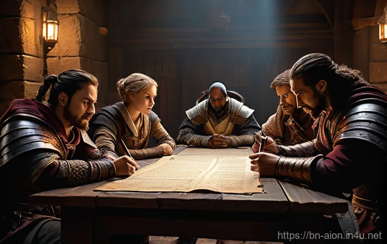 아이온 대형 보스 공략 - **Epic Team Combat Against a Colossal Stone Golem**
    A dynamic scene of a five-person adventuring...