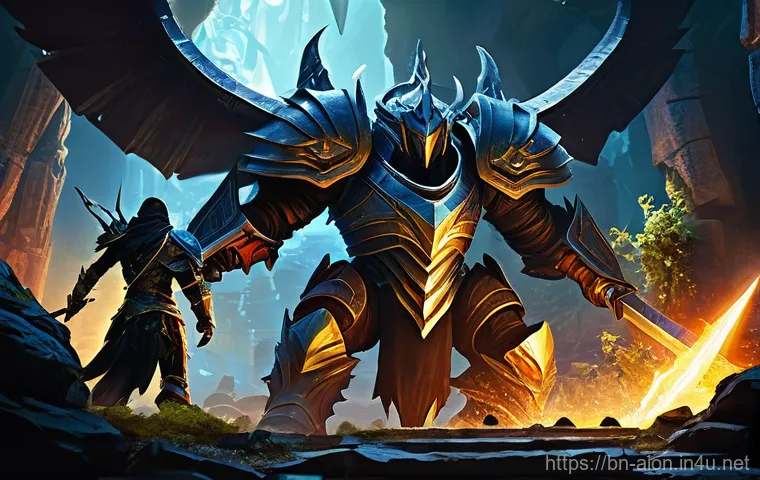 아이온 신화급 아이템 공략 - **"Mythic Dungeon Farming: Epic Battle"**
    A group of heroic fantasy adventurers, resembling the ...