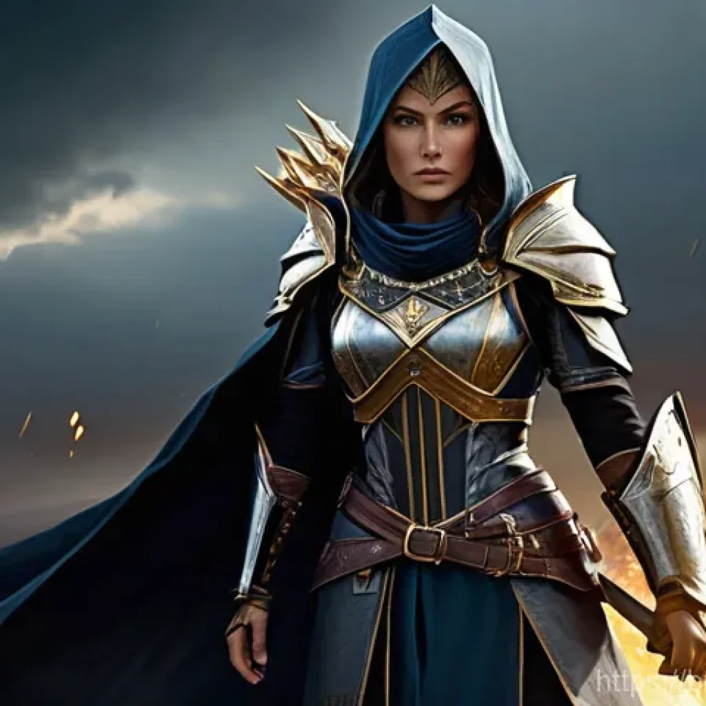 아이온 클래스별 특징 - **Prompt 1: The Indomitable Templar**
    A heroic female Templar stands firm on a crumbling, war-to...