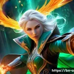 아이온 아바타 스킬 - **Aion Sorcerer Unleashing a Devastating Spell:**
    Generate an image of a female Aion Sorcerer in...