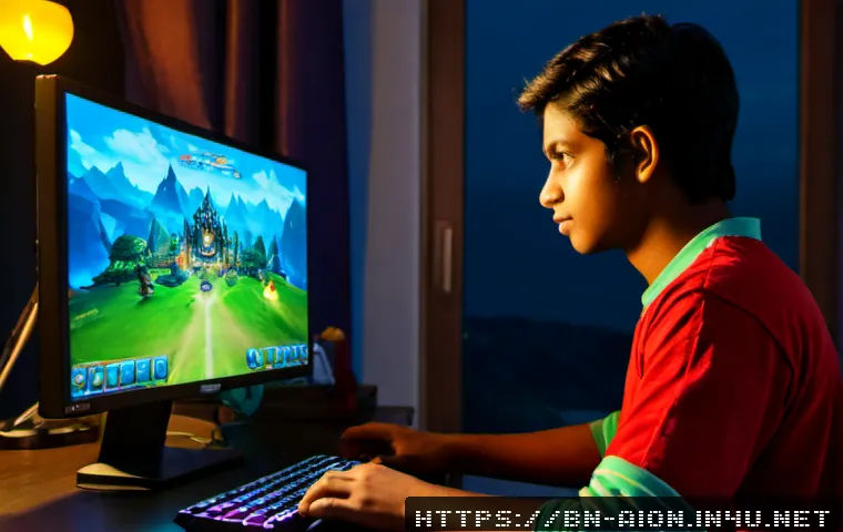Home 17 아이온 이벤트 참여 방법 - Photorealistic over-the-shoulder view of a Bengali young adult at a tidy home desk, using a desktop ...